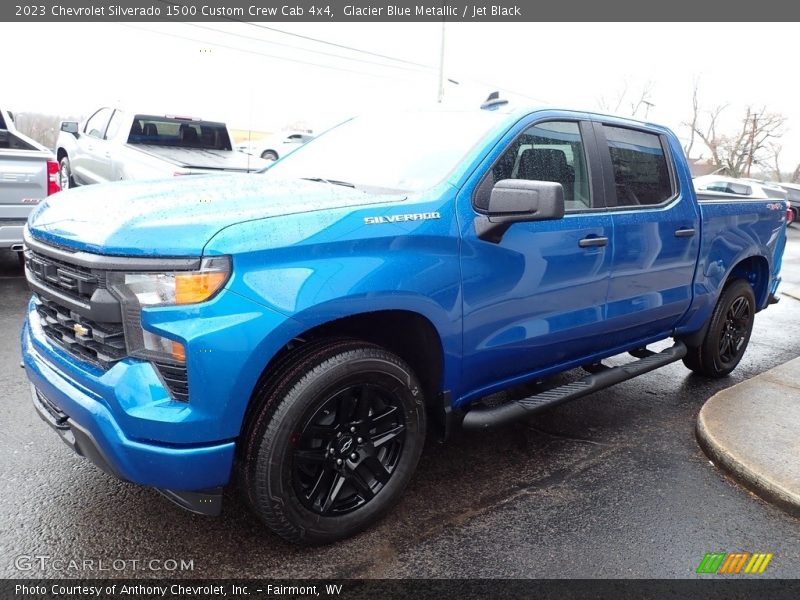 Glacier Blue Metallic / Jet Black 2023 Chevrolet Silverado 1500 Custom Crew Cab 4x4