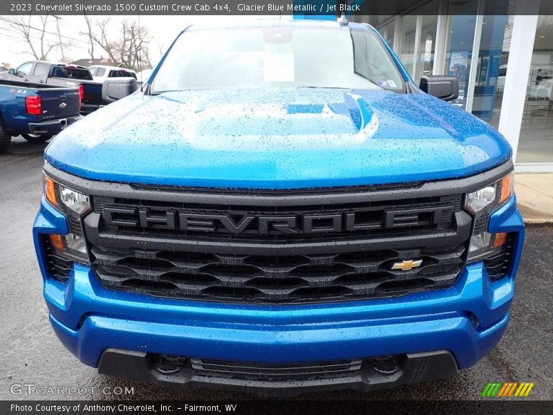 Glacier Blue Metallic / Jet Black 2023 Chevrolet Silverado 1500 Custom Crew Cab 4x4