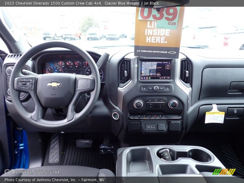 Glacier Blue Metallic / Jet Black 2023 Chevrolet Silverado 1500 Custom Crew Cab 4x4