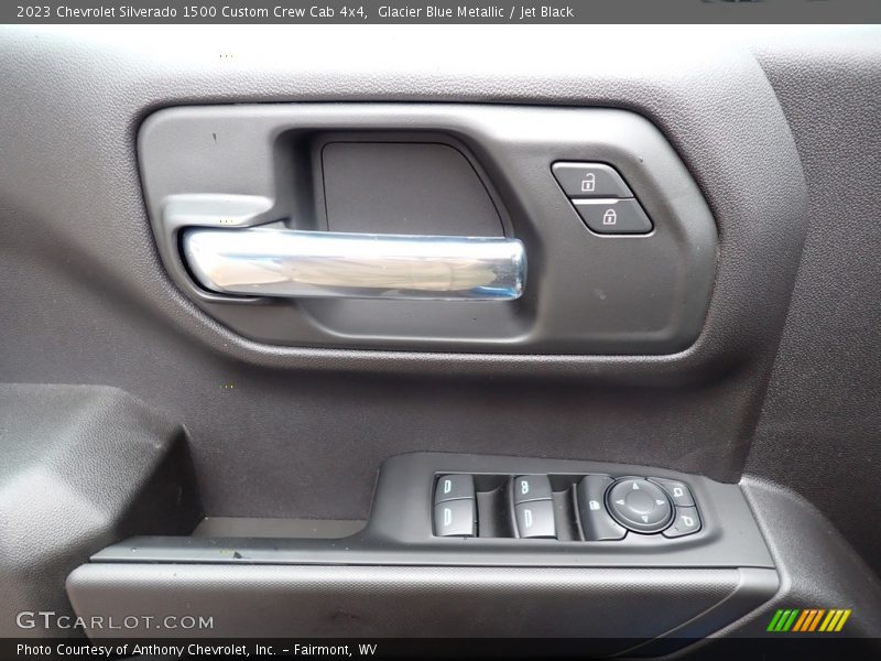 Glacier Blue Metallic / Jet Black 2023 Chevrolet Silverado 1500 Custom Crew Cab 4x4