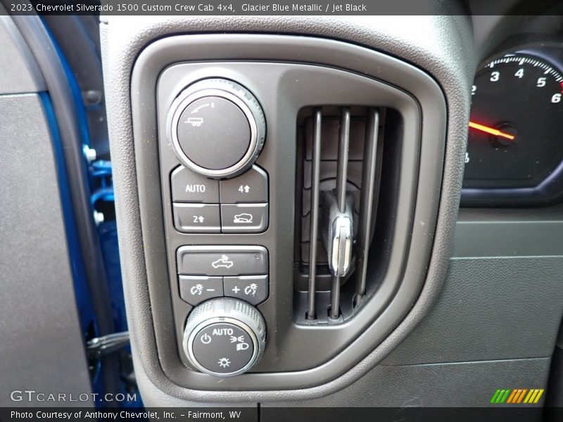 Glacier Blue Metallic / Jet Black 2023 Chevrolet Silverado 1500 Custom Crew Cab 4x4