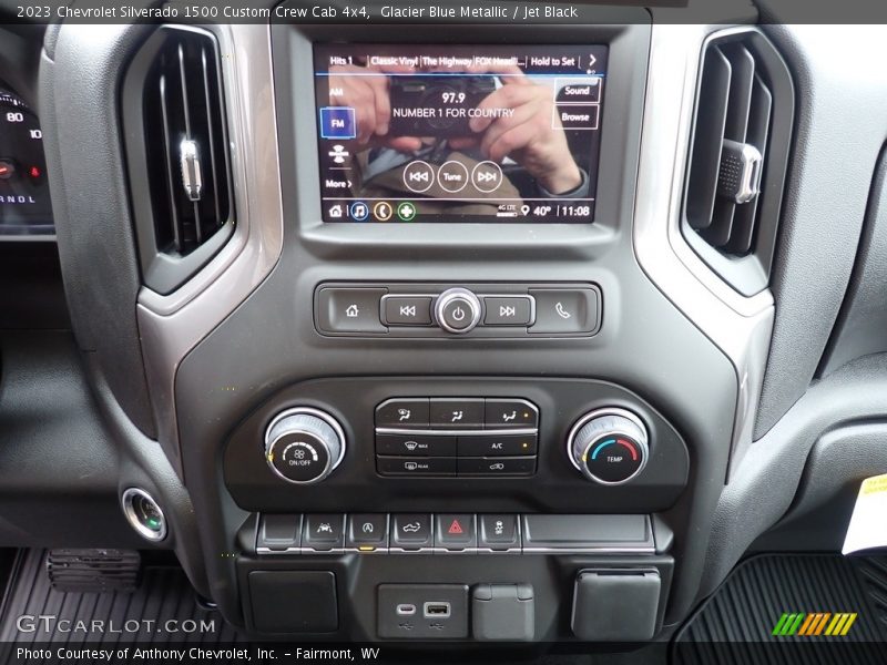 Glacier Blue Metallic / Jet Black 2023 Chevrolet Silverado 1500 Custom Crew Cab 4x4
