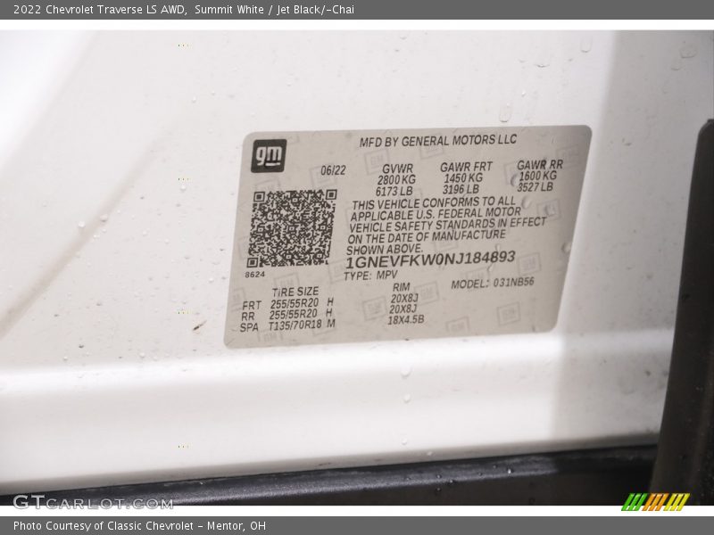 Summit White / Jet Black/­Chai 2022 Chevrolet Traverse LS AWD
