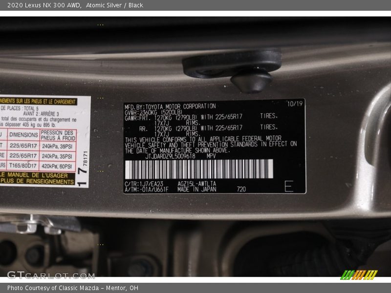 Atomic Silver / Black 2020 Lexus NX 300 AWD