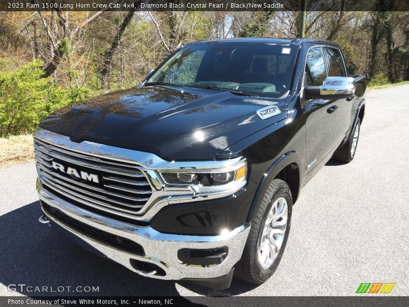 Diamond Black Crystal Pearl / Black/New Saddle 2023 Ram 1500 Long Horn Crew Cab 4x4