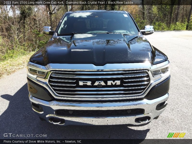 Diamond Black Crystal Pearl / Black/New Saddle 2023 Ram 1500 Long Horn Crew Cab 4x4