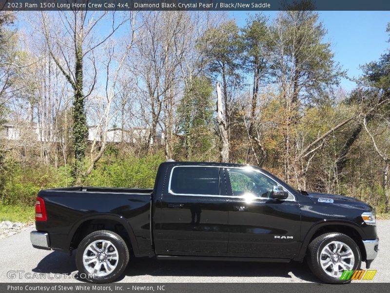 Diamond Black Crystal Pearl / Black/New Saddle 2023 Ram 1500 Long Horn Crew Cab 4x4