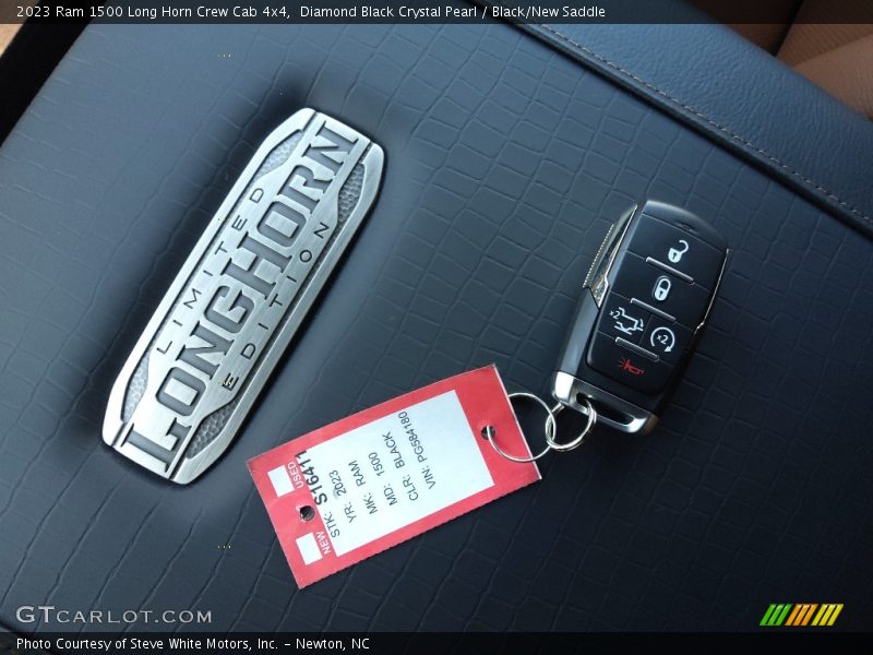 Diamond Black Crystal Pearl / Black/New Saddle 2023 Ram 1500 Long Horn Crew Cab 4x4