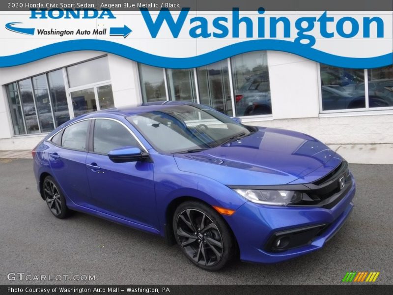 Aegean Blue Metallic / Black 2020 Honda Civic Sport Sedan