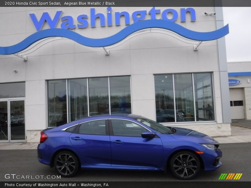 Aegean Blue Metallic / Black 2020 Honda Civic Sport Sedan