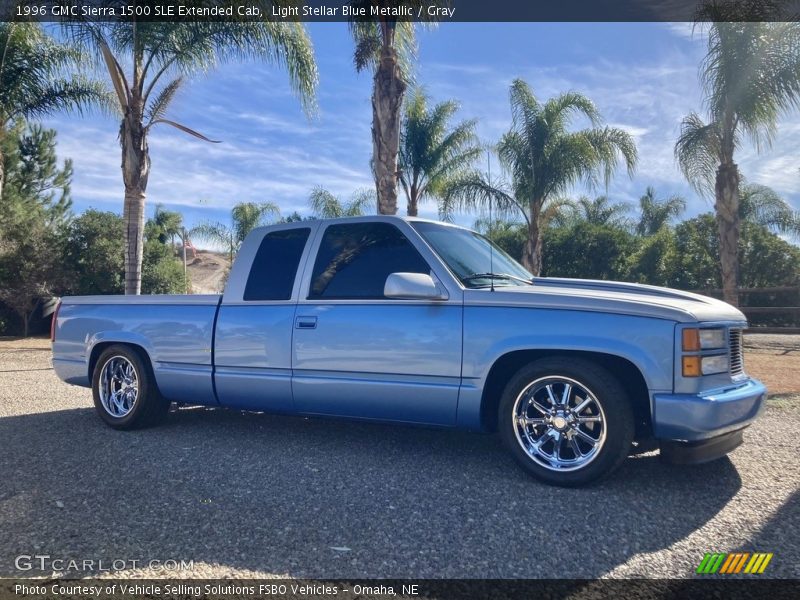 Light Stellar Blue Metallic / Gray 1996 GMC Sierra 1500 SLE Extended Cab