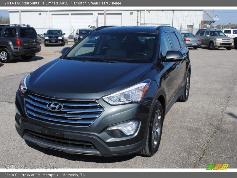 Hampton Green Pearl / Beige 2014 Hyundai Santa Fe Limited AWD