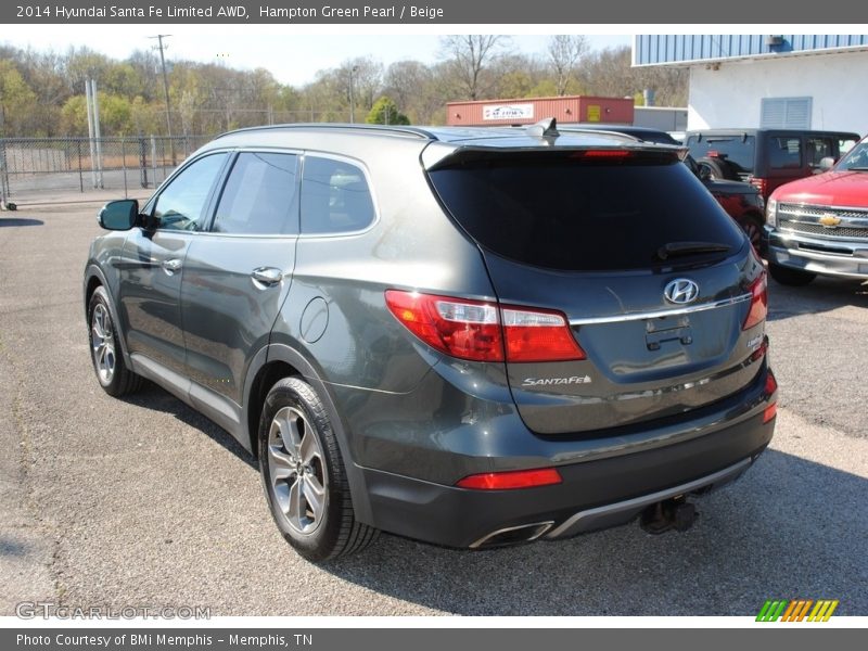 Hampton Green Pearl / Beige 2014 Hyundai Santa Fe Limited AWD