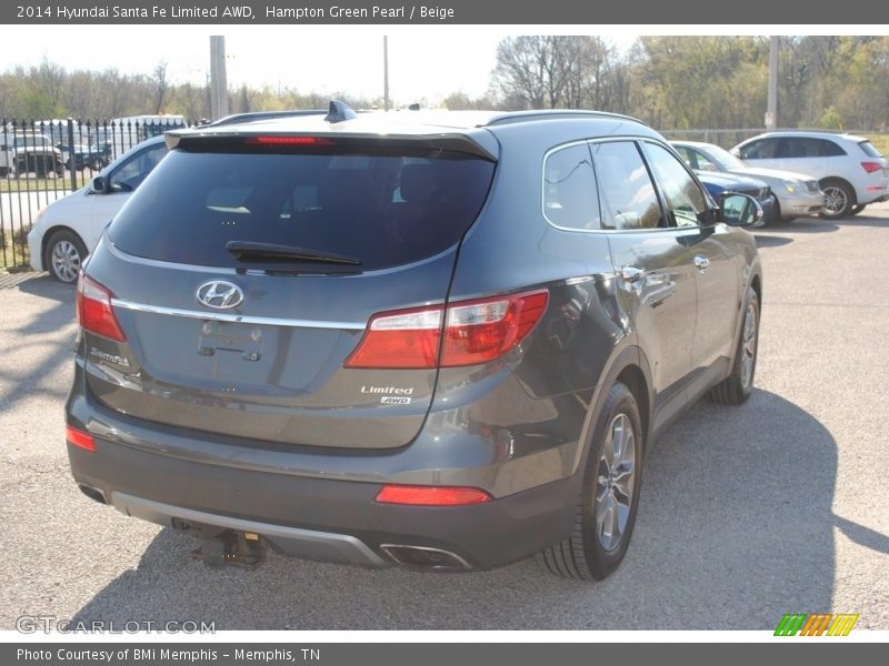 Hampton Green Pearl / Beige 2014 Hyundai Santa Fe Limited AWD