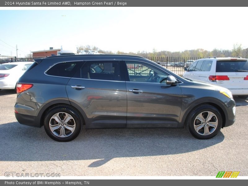 Hampton Green Pearl / Beige 2014 Hyundai Santa Fe Limited AWD