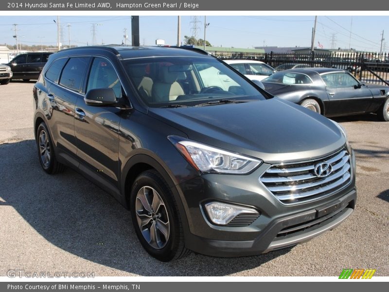 Hampton Green Pearl / Beige 2014 Hyundai Santa Fe Limited AWD