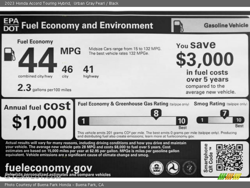 Urban Gray Pearl / Black 2023 Honda Accord Touring Hybrid