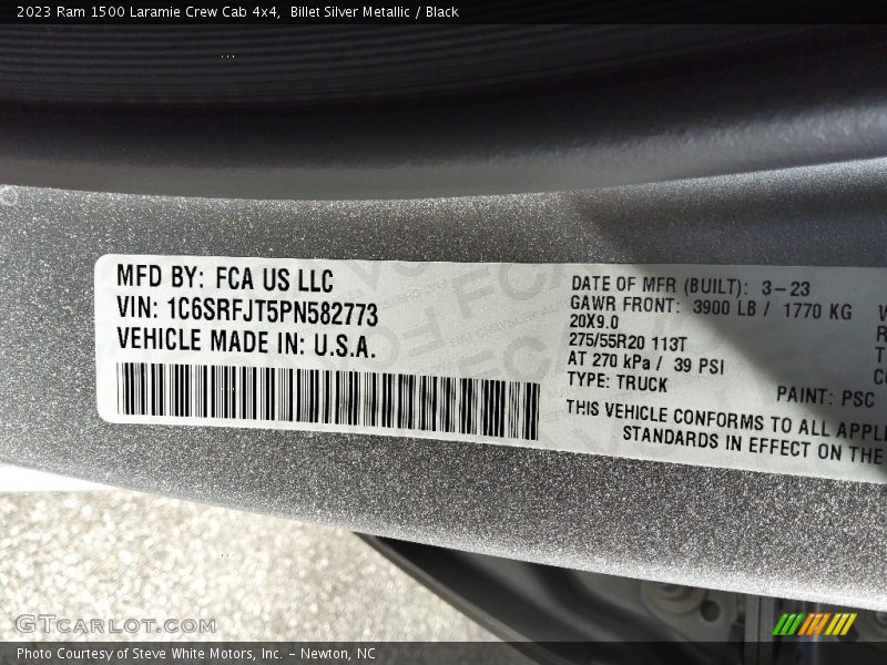 2023 1500 Laramie Crew Cab 4x4 Billet Silver Metallic Color Code PSC