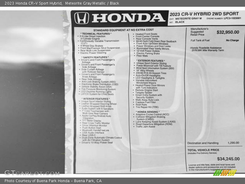 Meteorite Gray Metallic / Black 2023 Honda CR-V Sport Hybrid