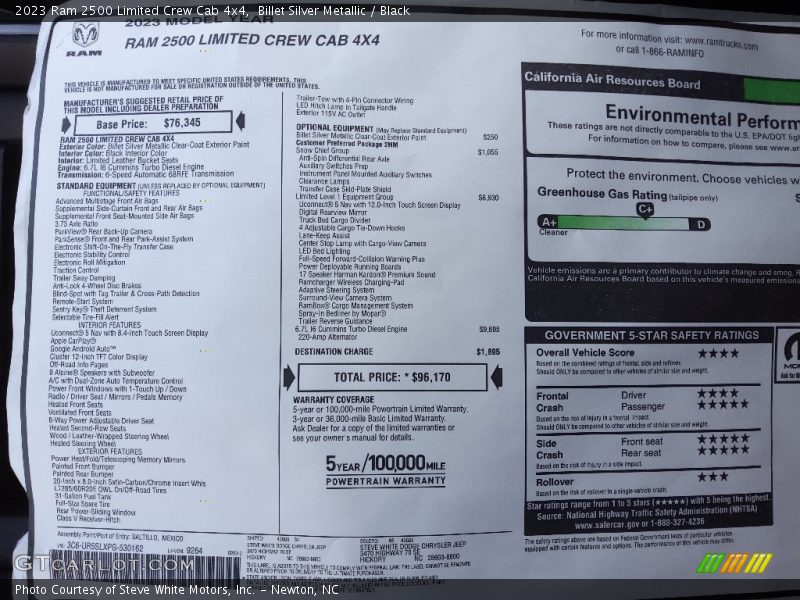  2023 2500 Limited Crew Cab 4x4 Window Sticker