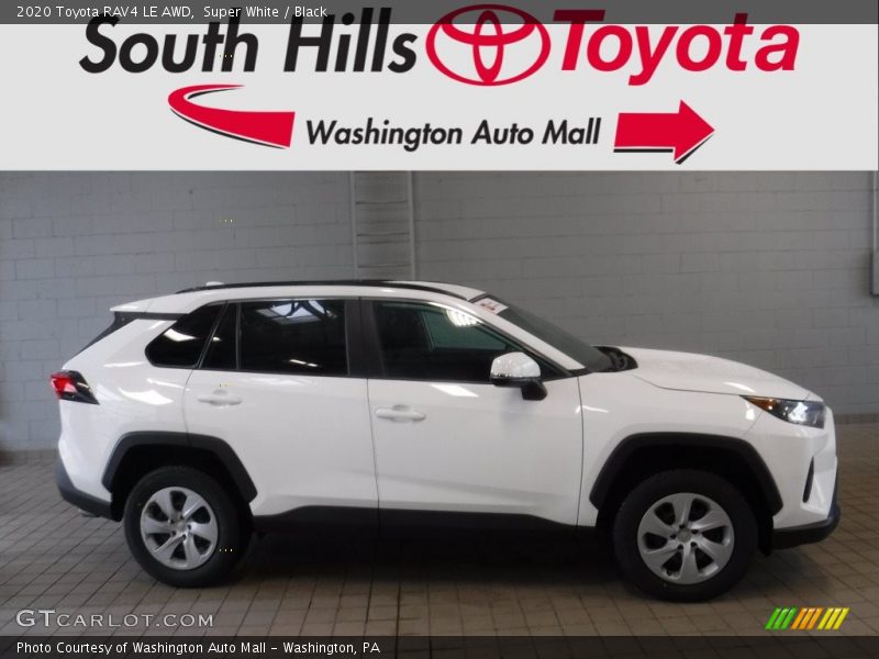 Super White / Black 2020 Toyota RAV4 LE AWD