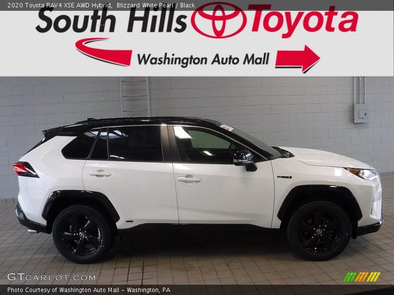 Blizzard White Pearl / Black 2020 Toyota RAV4 XSE AWD Hybrid