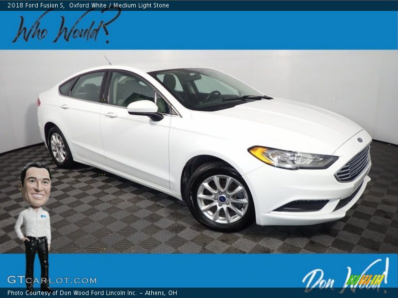 Oxford White / Medium Light Stone 2018 Ford Fusion S