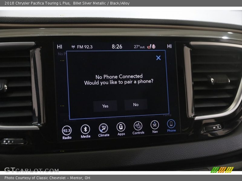 Billet Silver Metallic / Black/Alloy 2018 Chrysler Pacifica Touring L Plus