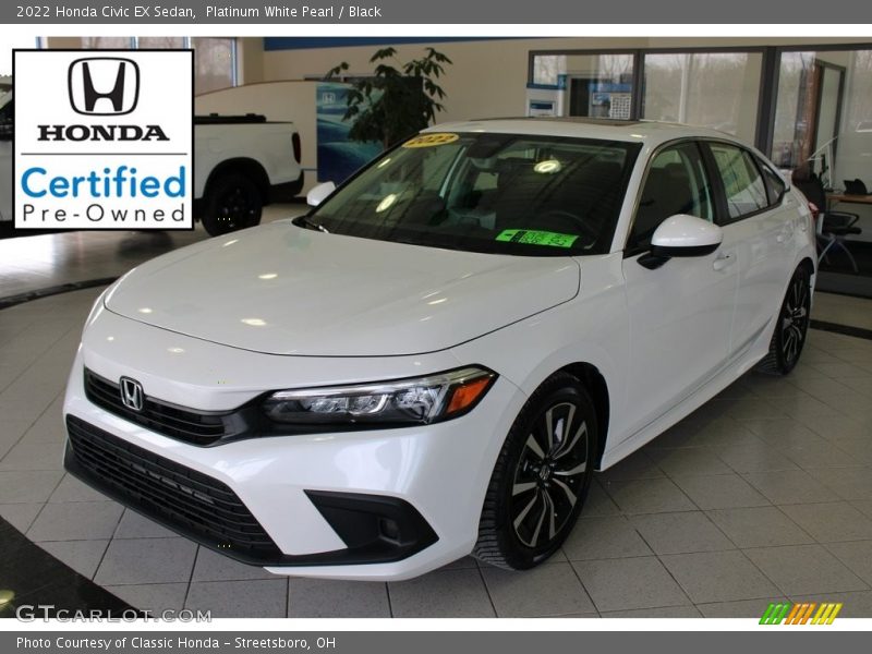 Platinum White Pearl / Black 2022 Honda Civic EX Sedan
