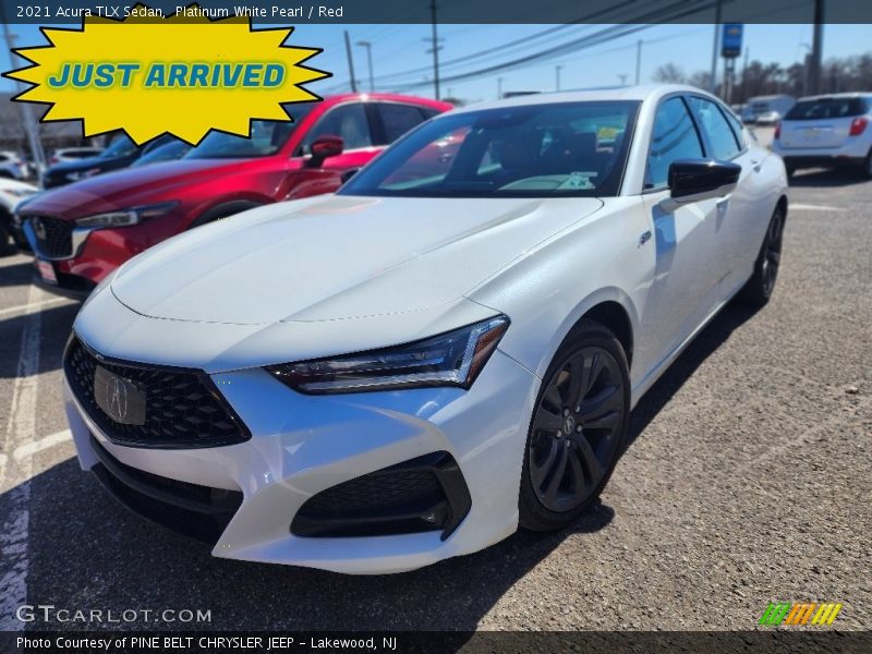 Platinum White Pearl / Red 2021 Acura TLX Sedan