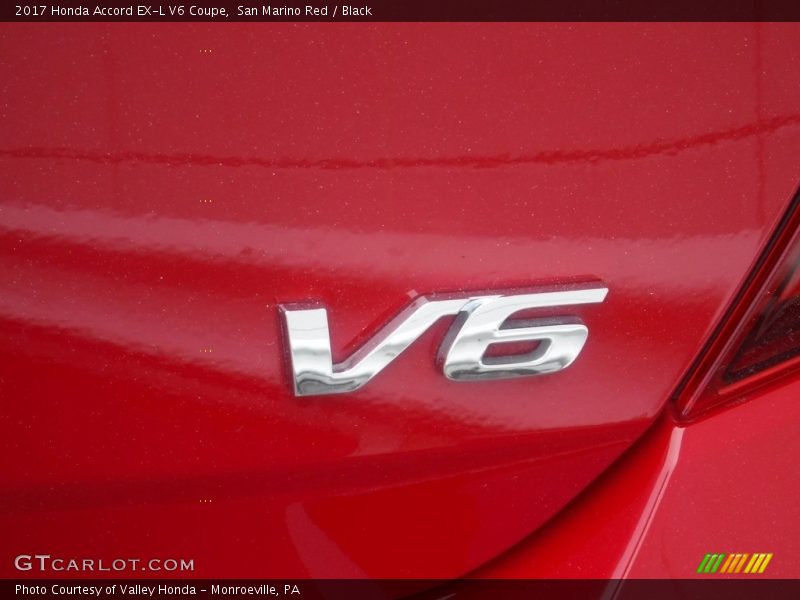 San Marino Red / Black 2017 Honda Accord EX-L V6 Coupe