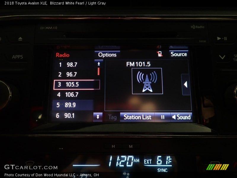 Blizzard White Pearl / Light Gray 2018 Toyota Avalon XLE