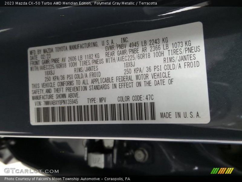 2023 CX-50 Turbo AWD Meridian Edition Polymetal Gray Metallic Color Code 47C