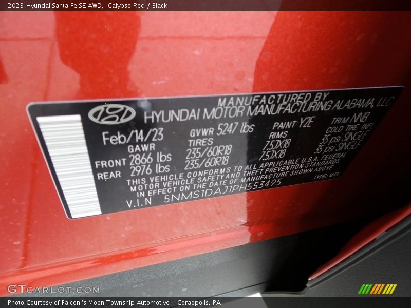 Calypso Red / Black 2023 Hyundai Santa Fe SE AWD