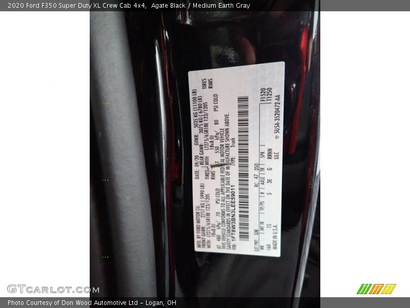 Agate Black / Medium Earth Gray 2020 Ford F350 Super Duty XL Crew Cab 4x4