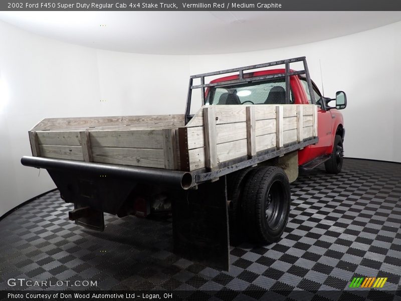 Vermillion Red / Medium Graphite 2002 Ford F450 Super Duty Regular Cab 4x4 Stake Truck