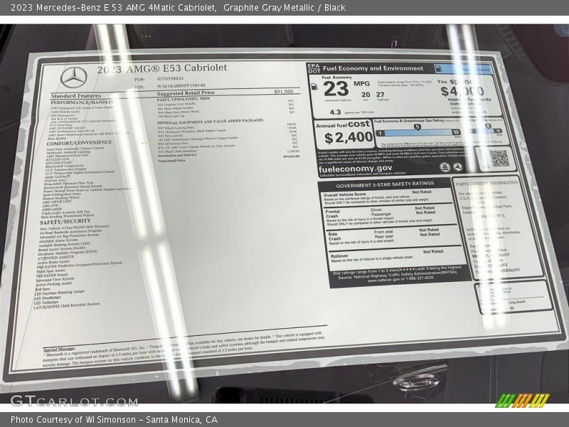  2023 E 53 AMG 4Matic Cabriolet Window Sticker