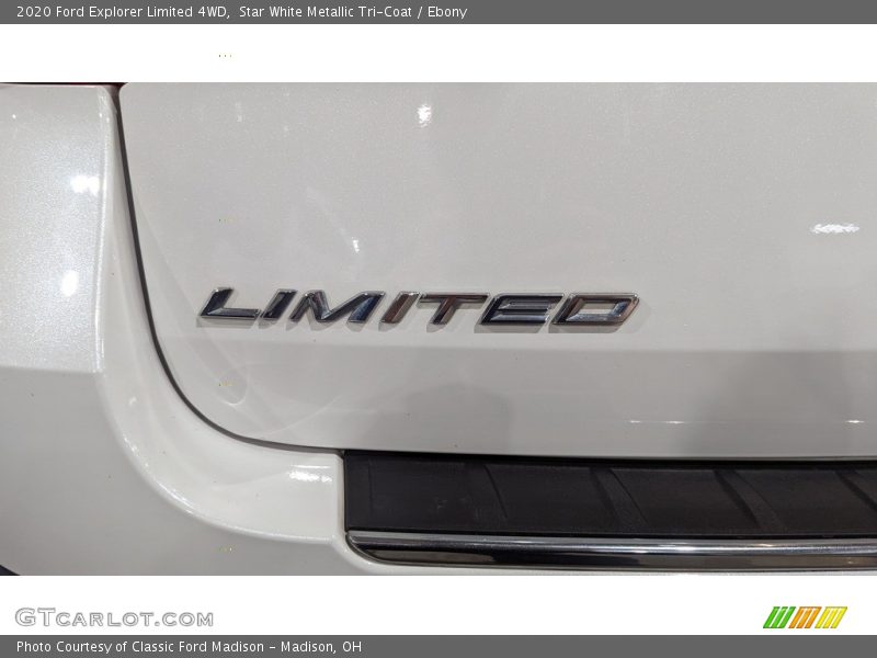 Star White Metallic Tri-Coat / Ebony 2020 Ford Explorer Limited 4WD