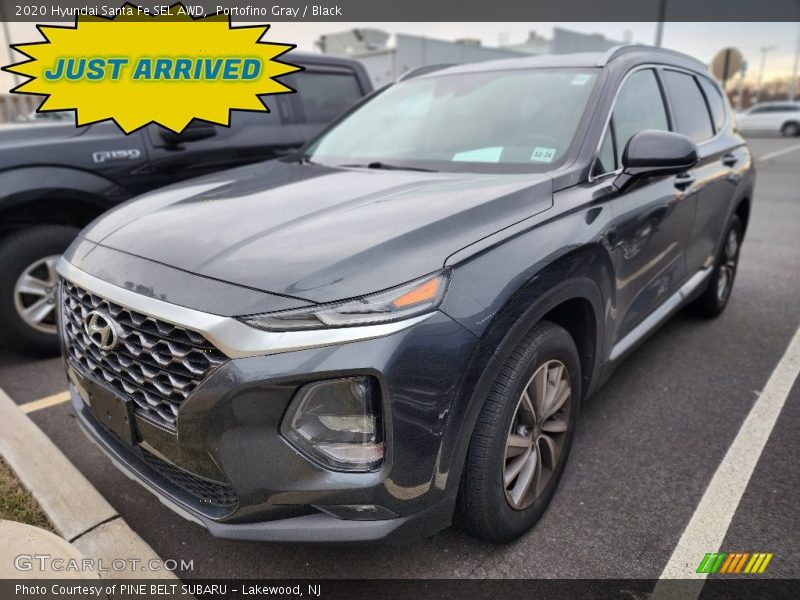 Portofino Gray / Black 2020 Hyundai Santa Fe SEL AWD