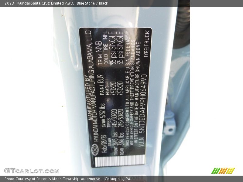 2023 Santa Cruz Limited AWD Blue Stone Color Code RJ9