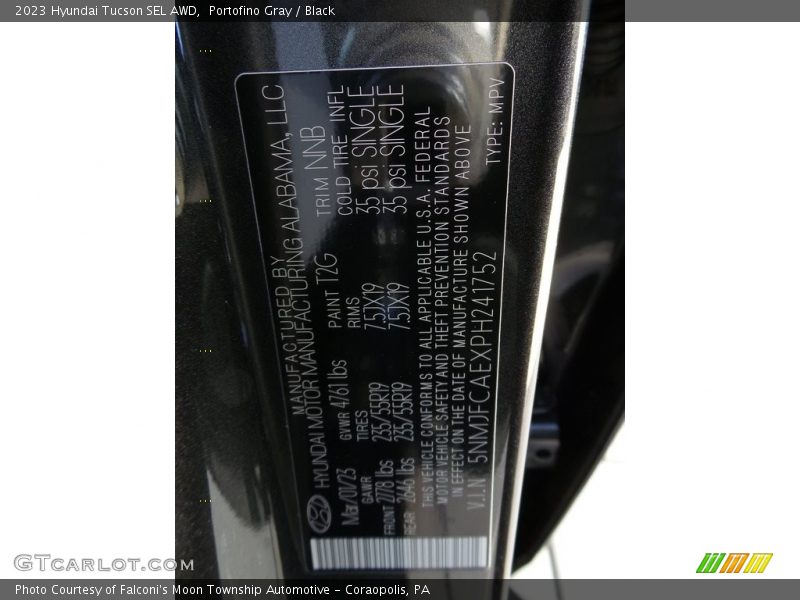 2023 Tucson SEL AWD Portofino Gray Color Code T2G