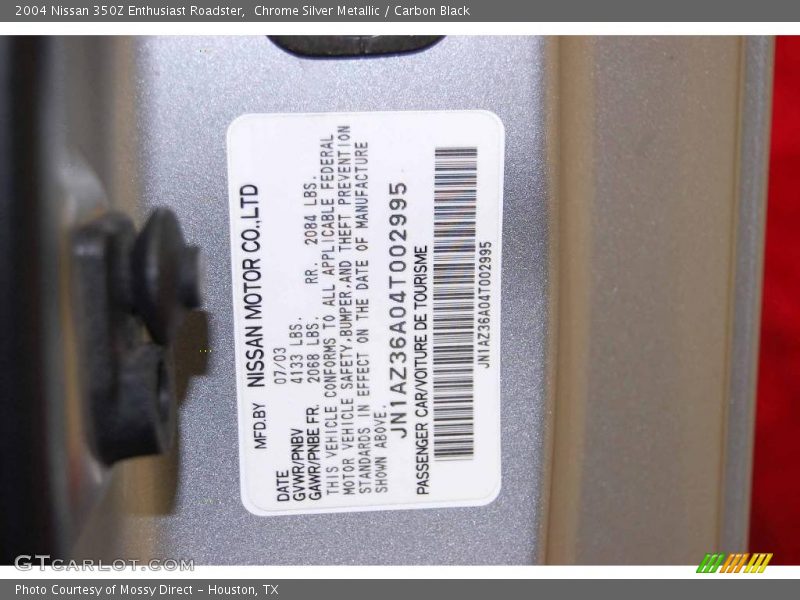 Chrome Silver Metallic / Carbon Black 2004 Nissan 350Z Enthusiast Roadster