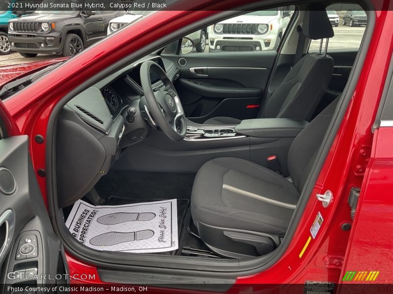 Calypso Red / Black 2021 Hyundai Sonata Blue Hybrid