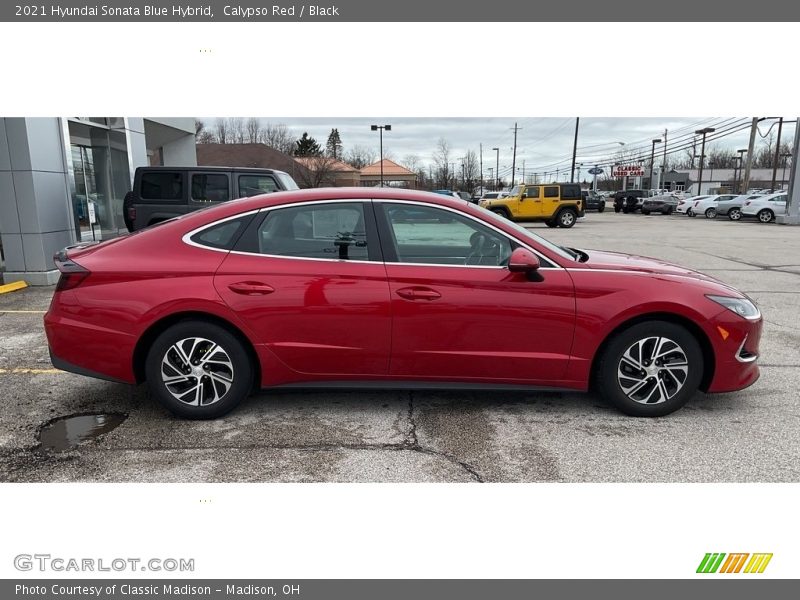 Calypso Red / Black 2021 Hyundai Sonata Blue Hybrid