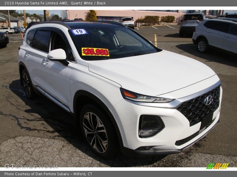 Quartz White / Black 2019 Hyundai Santa Fe Limited AWD