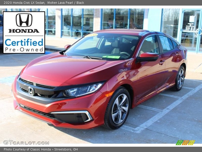 Molten Lava Pearl / Black 2020 Honda Civic LX Sedan