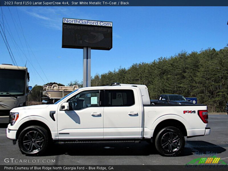 Star White Metallic Tri-Coat / Black 2023 Ford F150 Lariat SuperCrew 4x4