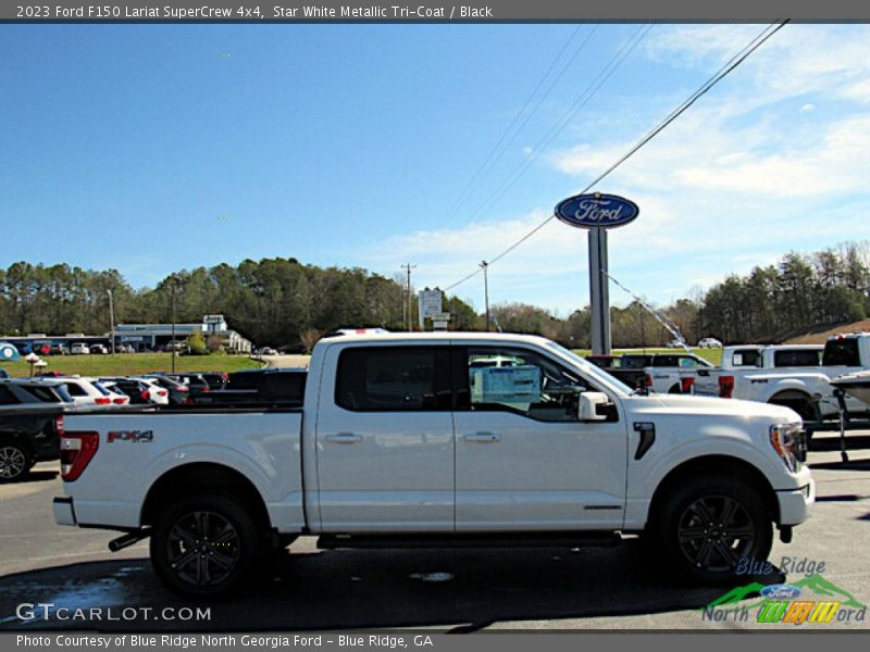 Star White Metallic Tri-Coat / Black 2023 Ford F150 Lariat SuperCrew 4x4