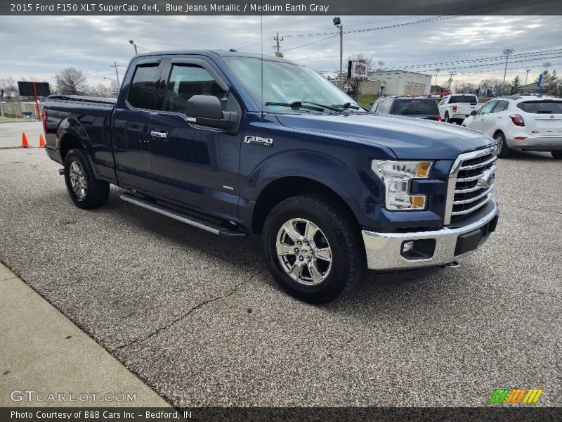 Blue Jeans Metallic / Medium Earth Gray 2015 Ford F150 XLT SuperCab 4x4