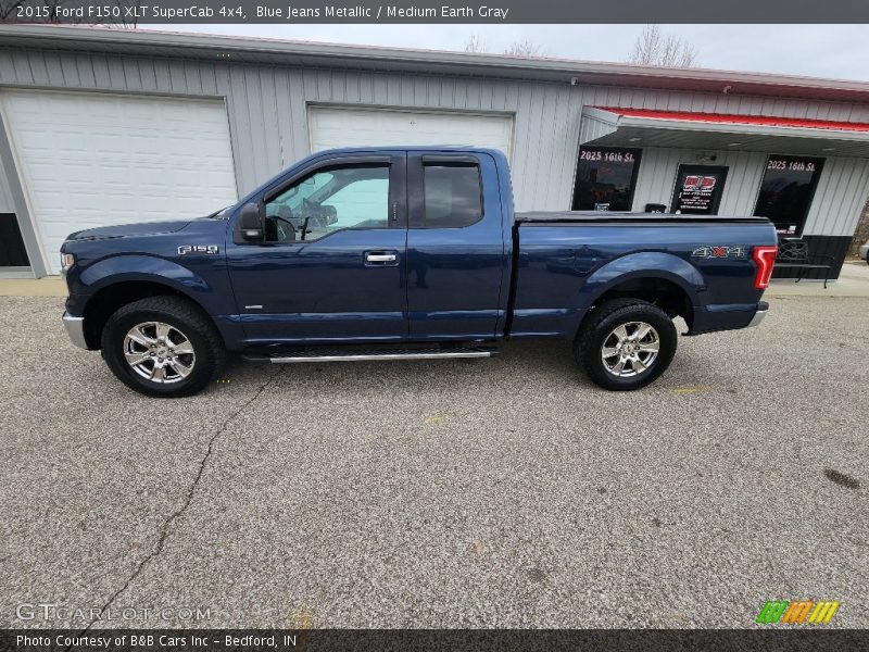 Blue Jeans Metallic / Medium Earth Gray 2015 Ford F150 XLT SuperCab 4x4